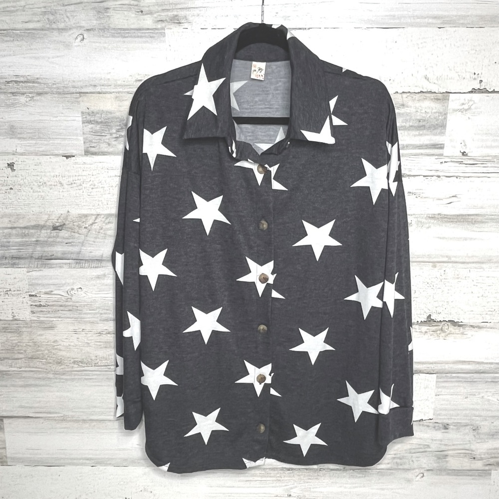 NWOT 7th Ray Charcoal Long Sleeve Button Down Shirt with Pockets